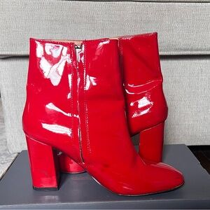 Red Patent Leather Ankle Boots